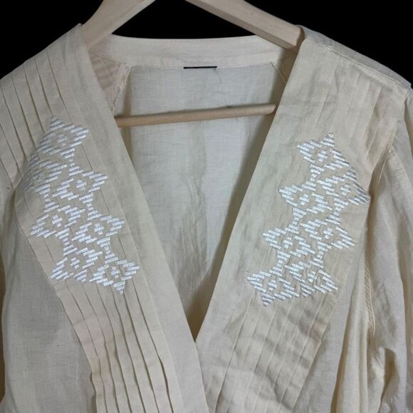 Free People Crazy Little Thing Cream/White Embroidered Cotton Peplum Top Sz M - Picture 3 of 12